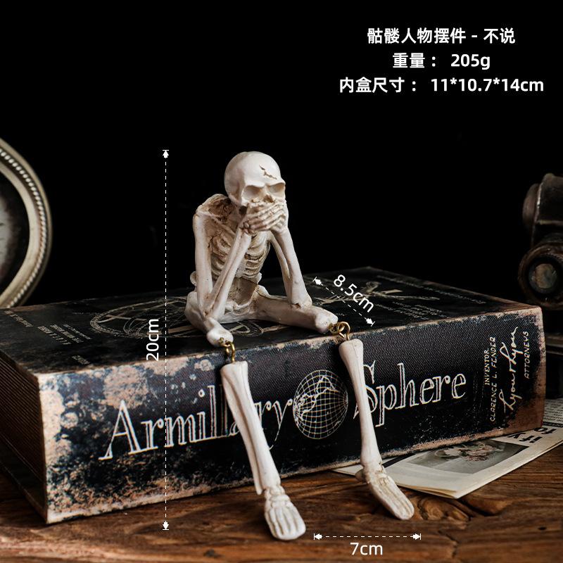 

Nordic Skeleton Characters Reading Style Resin Ornaments Halloween Personalized Crafts Porch Decoration бордовий