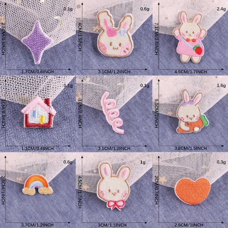 17 Pcs Rabbits Embroidered Patches Iron on Patches Heart Repair Patches Sewing on Applique Patches for Clothes Bag