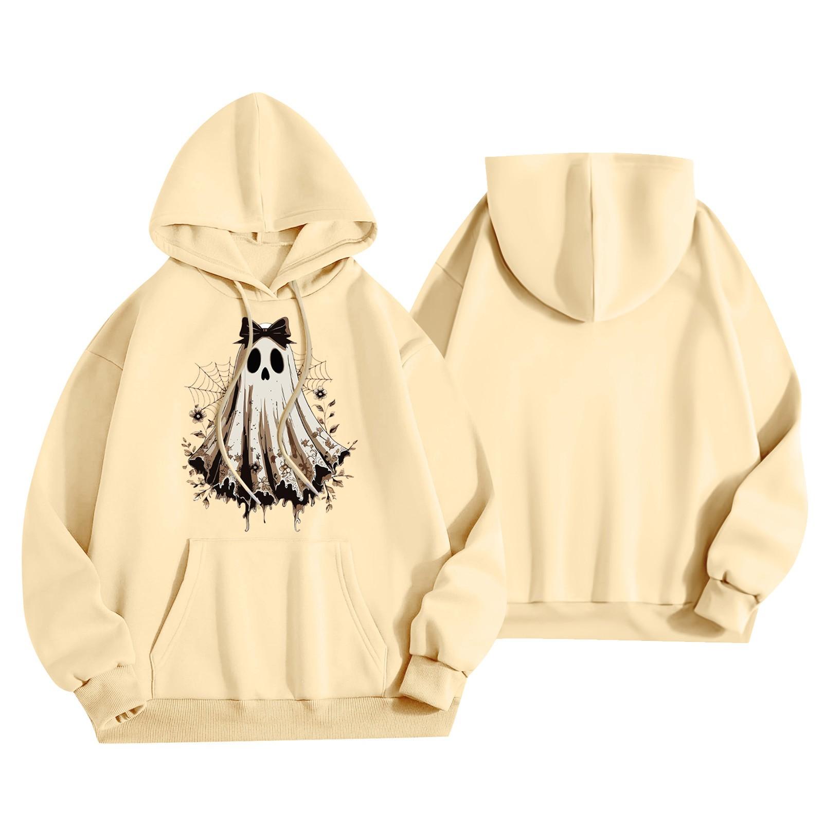 

Женский модный легкий пуловер с длинным рукавом и карманами, худи с принтом M бежевый