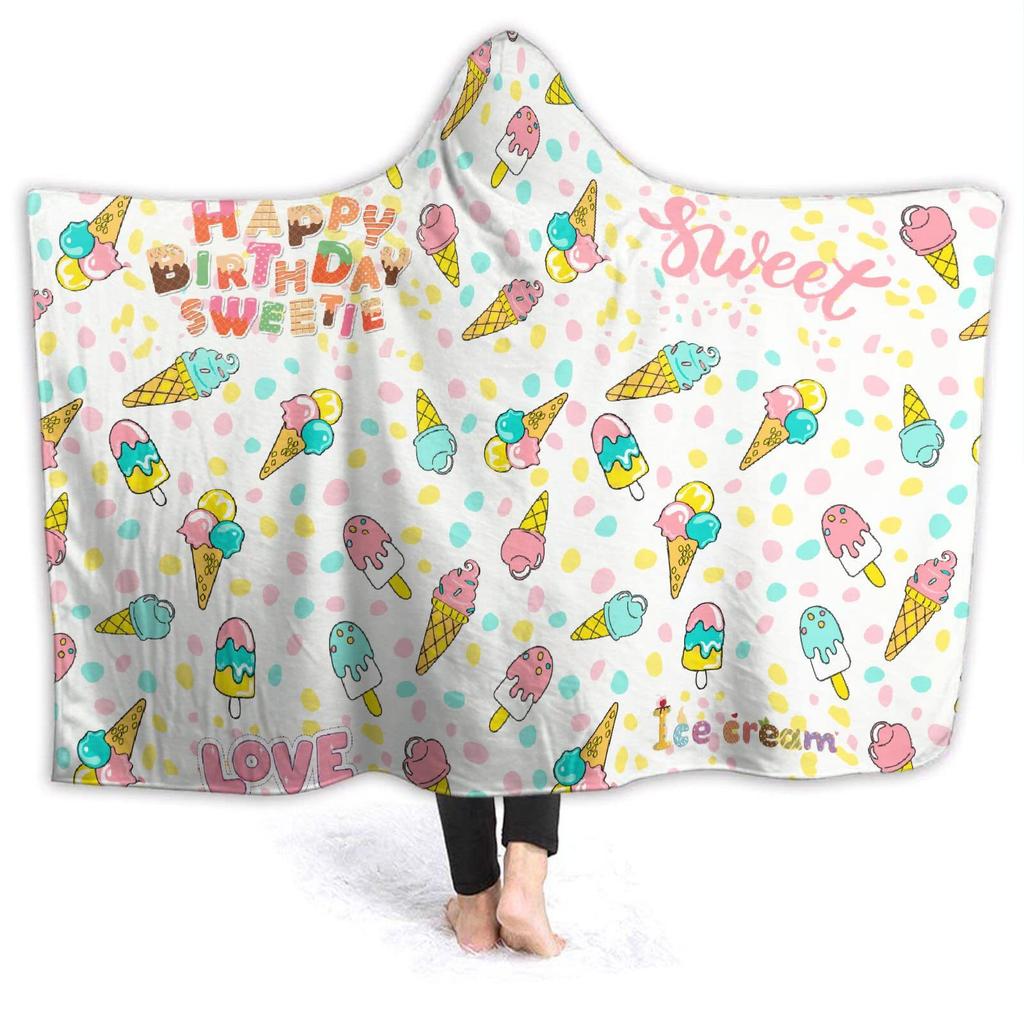 Mermaid Fish Scale Flash Flannel Thermal Hooded Blanket Home Outdoor Office Essential Blanket