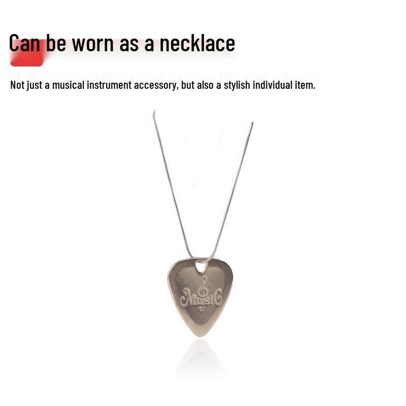 Playable Guitar Pick Necklace: Wood & Metal Pendant for Electric/Bass Guitar