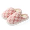 Couple cotton slippers thick-bottomed plaid autumn and winter cute flat-bottomed slippers winter velvet confinement warm cotton shoes women