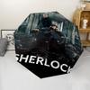 Sherlock Holmes Thema Automatischer Regenschirm, Leicht & Tragbar, 8 Speichen, Perfekt für Reisen im Freien, Geburtstage, Weihnachten, Geschenke.