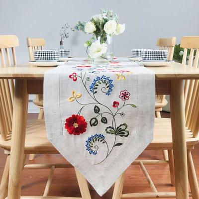 Embroidery Living Room Household Tea Table Cloth Dining Table Commonly Used Handkerchief Rectangular Pointed Corner, Long Table Flag