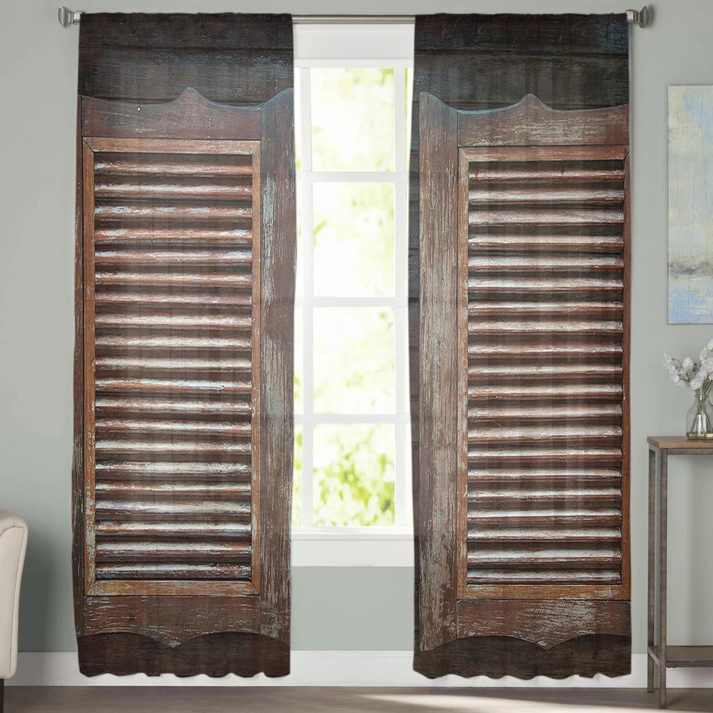 Ușă De Lemn Stil Vintage Perdele Moderne Tulle Pentru Sufragerie Dormitor Casă Bucătărie Fereastra Perdele Sheer