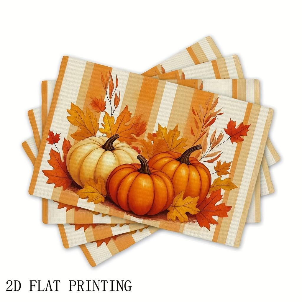 Autumn Placemats 4pcs Autumn Placemats, Autumn Pumpkin Harvest Placemats, Fall Farmhouse Style