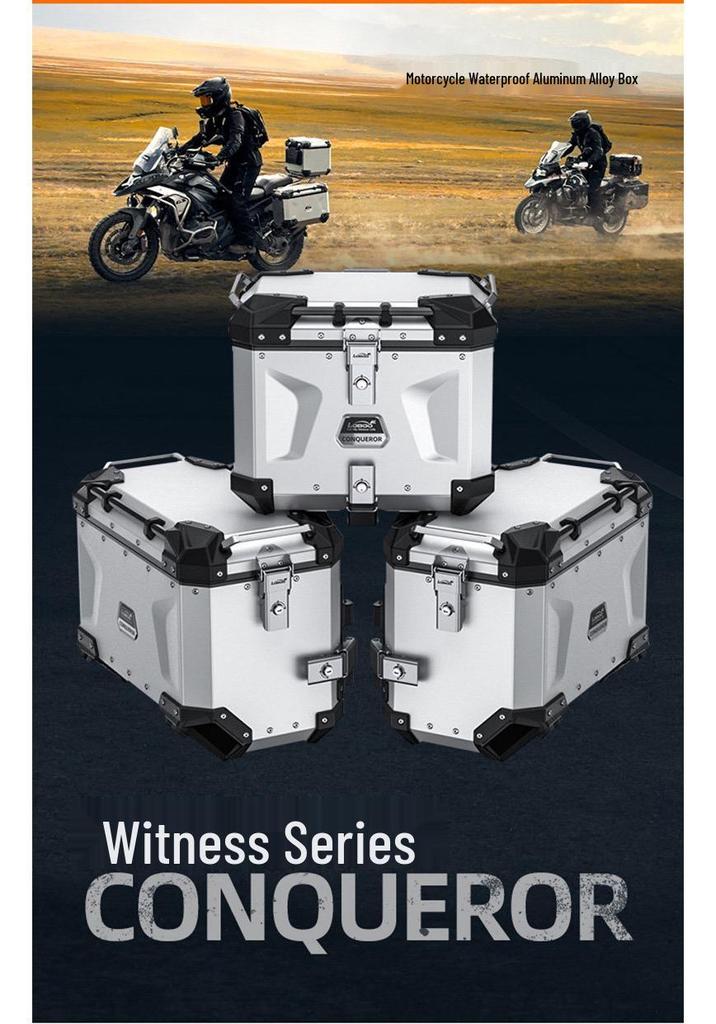 Aluminum Alloy Motorcycle Side Box Set with Tail Wing & Handlebar Mount for R1300GS Rear Rack ADV