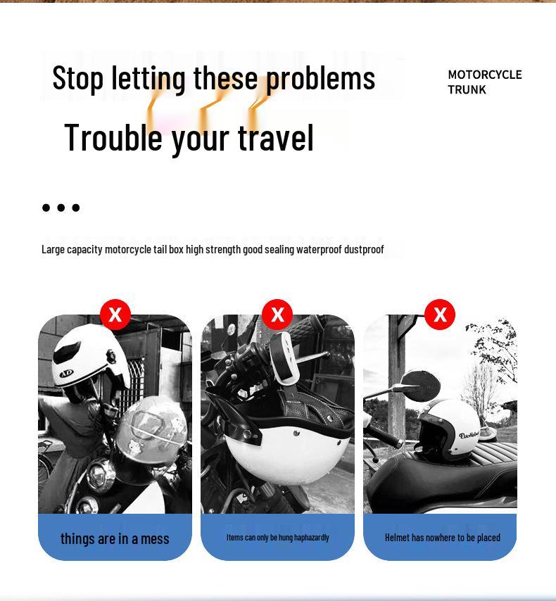 Large Capacity Electric Motorcycle Tail Box: Quick Release & High Strength Rear Storage Trunk for Scooters