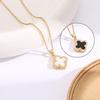 Elegant Gold-Plated Chinese-Style Four-Leaf Clover Necklace with Imitation Hetian Jade Pendant for Women