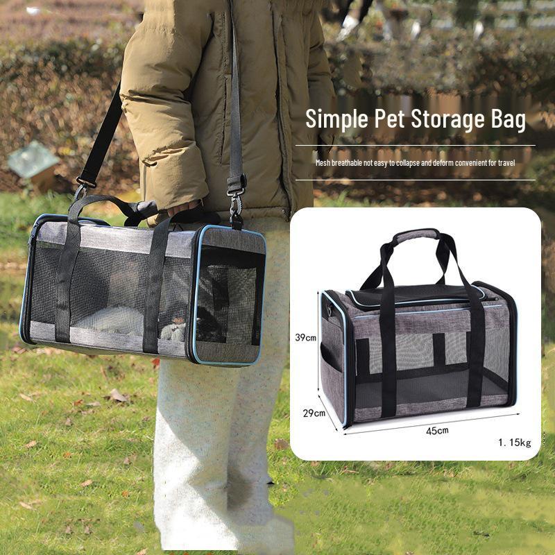 

Breathable Pet Backpack: Large Capacity Frosted Cat Carrier Gray + Black Border