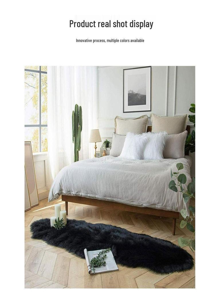 Langfloriger Kunstpelzteppich für Schlafzimmer und Wohnzimmer