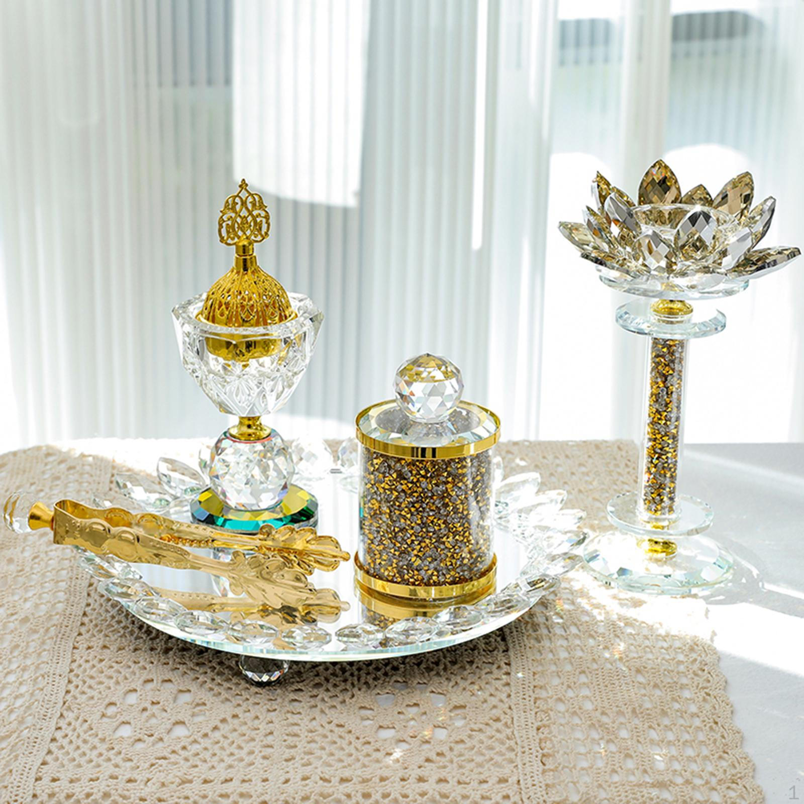 Incense Burner Set Candle Holder Home Fragrance Decorative Candlestick Cone with Lid