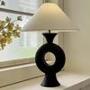French Retro Resin Black Floor Lamp Bedroom Study Bedside Decorative Desk Lamp White Fabric Lampshade Room Decor Lighting