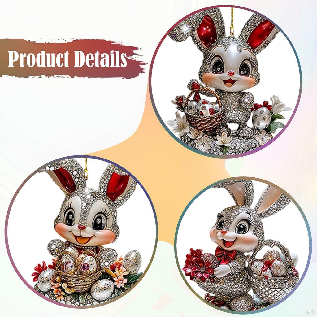 3 Pieces 2D Easter Bunny Hanging Ornaments Bag Pendants Creative Versatile Decor Car Rear