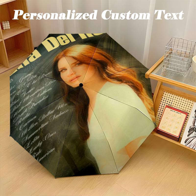 Portable Auto Folding Umbrella,Lana Del Rey 8 Rib Waterproof Umbrella For Camping Commute