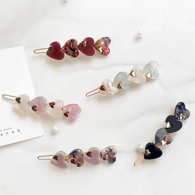 Cute Love Heart Acetate Hair Clips For Women Elegant Exquisite Hairpins Sweet Korean Style Barrettes Headdress Hair Accessories