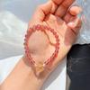 925 Silver 6Mm Pigeon Blood Red Natural Strawberry Crystal Bracelet Bracelet