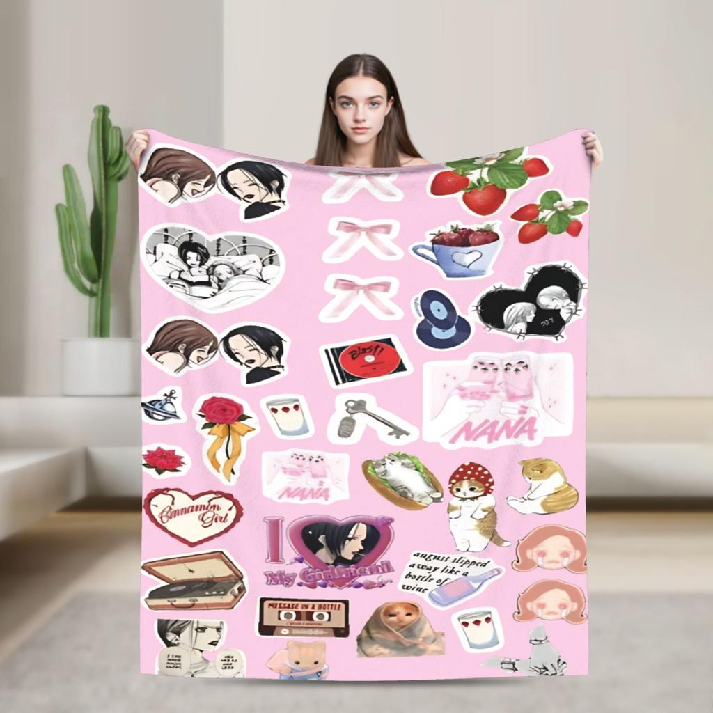 Nana Anime Blankets Flannel Funny Soft Throw Blankets for Chair Covering Sofa Autumn/Winter