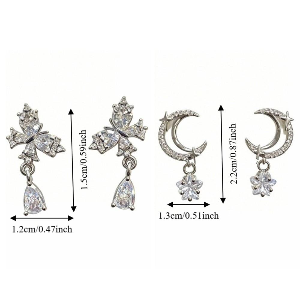 Crystal Butterfly Droplet Earrings Light Luxury Ladies' Ear Accessories Zircon Ear Stud  Wedding