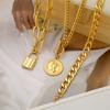3 Stück/Set Vintage Münzanhänger Halsketten für Damen Punk Goldfarbener Verschluss Mehrschichtige Halskette 2026 Trendiger Y2K Schmuck Geschenke