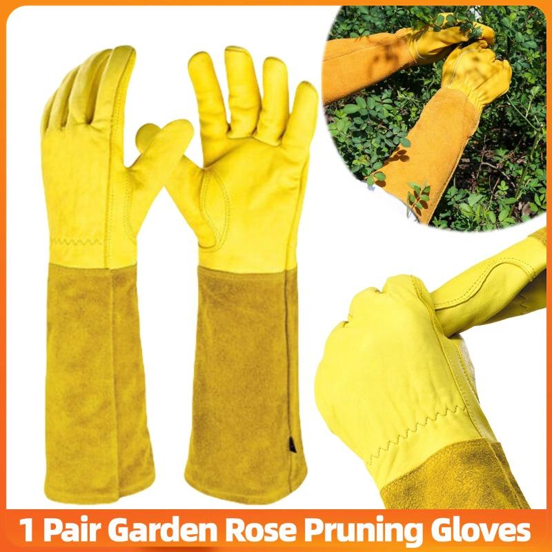 1 Paar Gartenhandschuhe Lang Dornenfest Rosenbeschneidungsstulpe Atmungsaktiv Blumenarbeit Arbeitshandschuh Schutz Ellbogen für Damen Herren