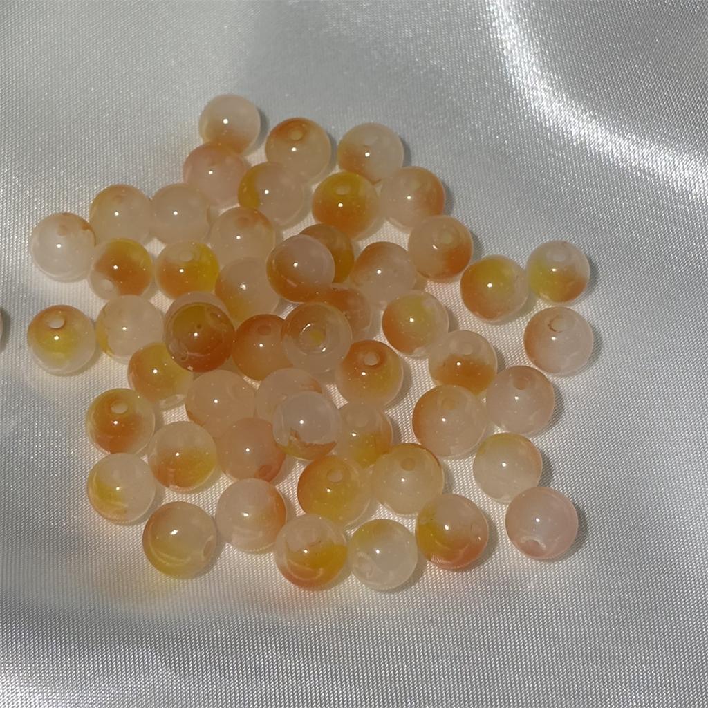 50pcs 8mm Glass Crack Imitation Jade Color Series Round Beads DIY Handmade Necklace Bracelet Loose Beads Jewelry Accessories