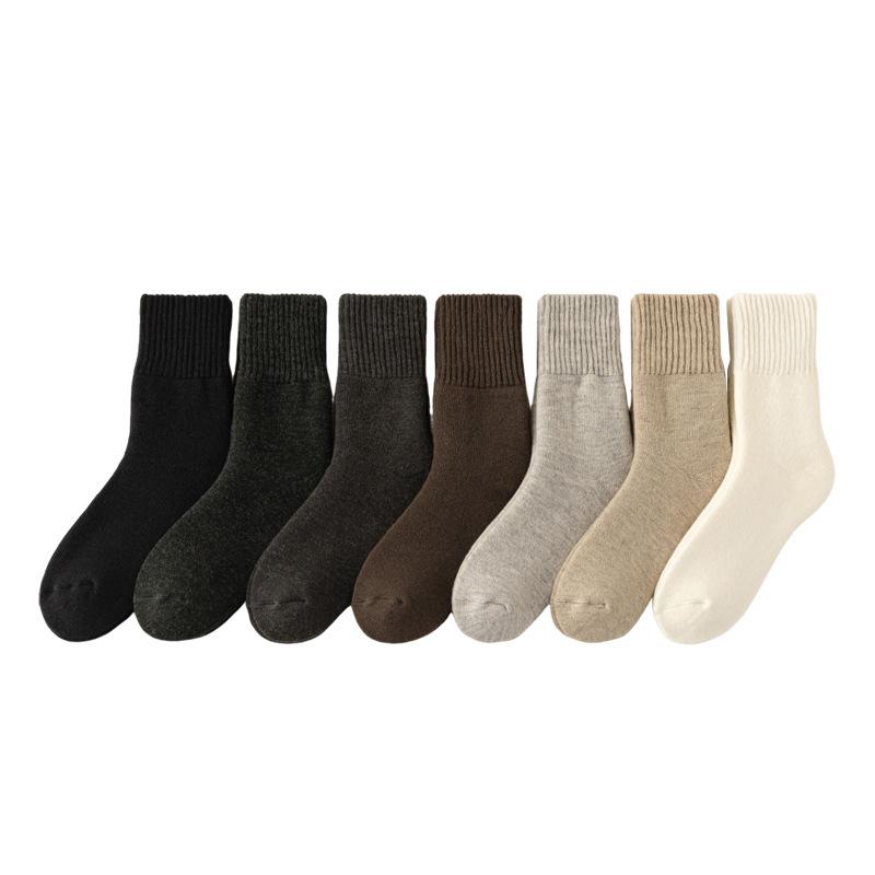 5 Pairs of Men's Winter Super Thick Velvet Anti Cold Warm Soft Waxy Loose Mouth Wool Ring Tube Socks