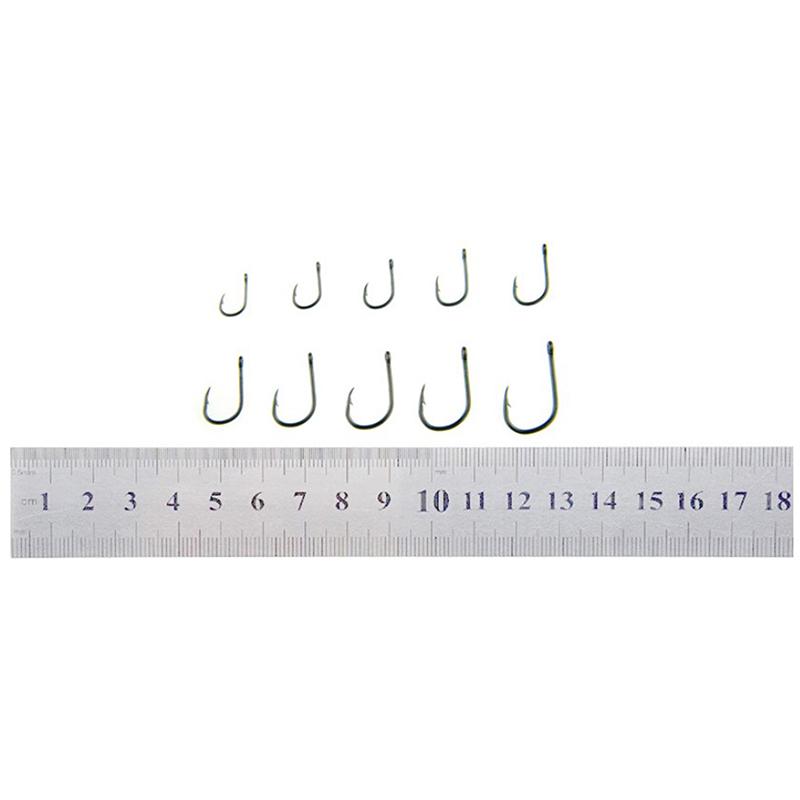 100Pcs/Lot Fishing Hooks High Carbon Steel Black Bait Holder Fish Hook Set