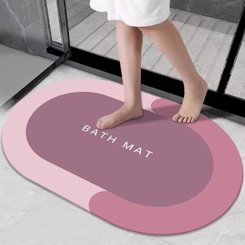 Minimalist Non-Slip Diatomaceous Earth Bath Mat - Absorbent, Dirt-Resistant, Easy-to-Clean Doormat for Bathroom and Entrance.
