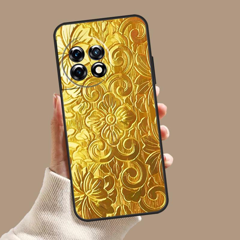 Gold Floral Pattern Case For OnePlus Nord CE 5 2 3 4 Lite N30 OnePlus 13 11 12 15 13T 13R 10T 12R 9 10 Pro Cover