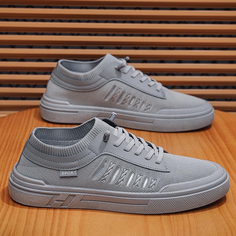 Summer Men's Shoes New Breathable Canvas Shoes Men's Trend Versatile Flying Woven Sports Shoes Casual Board Shoes Trendy Shoes