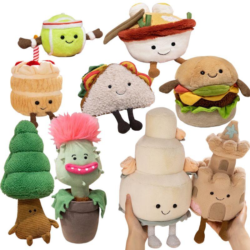 Ins Hot Sale Cute Funny Cake Tree Noodles Ball Shape Plush Toys Stuffed Cute Snack Party Wedding Decor Special Gift For Kids