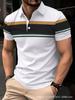 Men's Short-sleeve Striped Polo Shirt, Stylish for Casual Daily Wear.