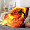 Flaming Basketball Player In Action On Fire Background Multipurpose Customizable Blanket Personalized Text Soft Warm Cozy For Sofa Couch Office Bed