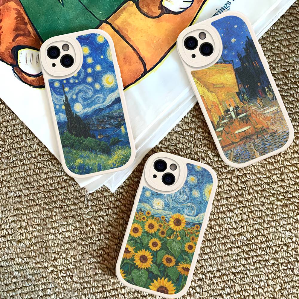Art Vincent Van Gogh Leather Phone Case For iPhone 16 15 14 13 12 11 Pro Max Plus Shockproof Cover