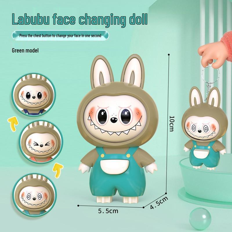 La Bu Face-Changing Doll Keychain: Trendy Cartoon Gift & Creative Decompression Toy Pendant