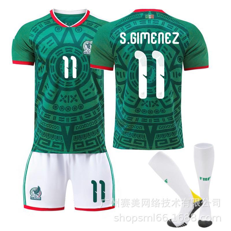 Weltmeisterschaft Mexiko Heim Nr. 9 Raul 11 Jimenez 14 Trikot-Set Kinder-Fußballuniform