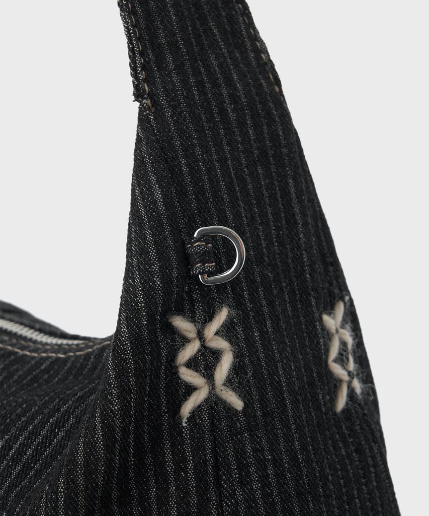 Sunlit Denim Hobo Bag (Black)