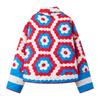 2023 Retro Y2K Colorful Print V-Neck Cotton-Padded Jacket for Women