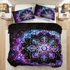3pcs Purple Bohemian Circle 3D Printed Bedding Set Cozy Soft Duvet Cover King Queen Twin Size Birthday Gift Bedroom Decoration