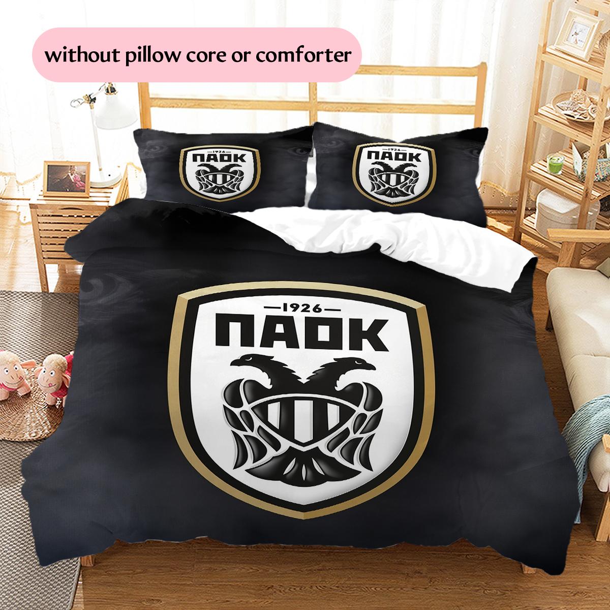 

PAOK Football Team badge Pattern Bedding Home Decoration Birthday Gift (1 * duvet cover + 2 * pillowcase, without core) 135x200cm