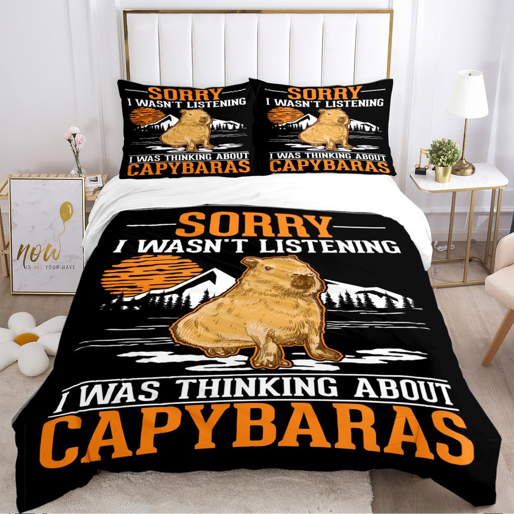 Capybara Cartoon Anime Niedlich Ganzjahres Bettbezug kawaii Bettwäscheset Weiche Deckenhülle und Kissenbezüge Einzel-/Doppel-/Queen-/King-Size