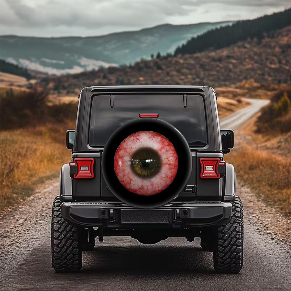Realistic Eyeball Spare Tire Cover Waterproof Polyester Wheel Protector Durable for SUV Truck