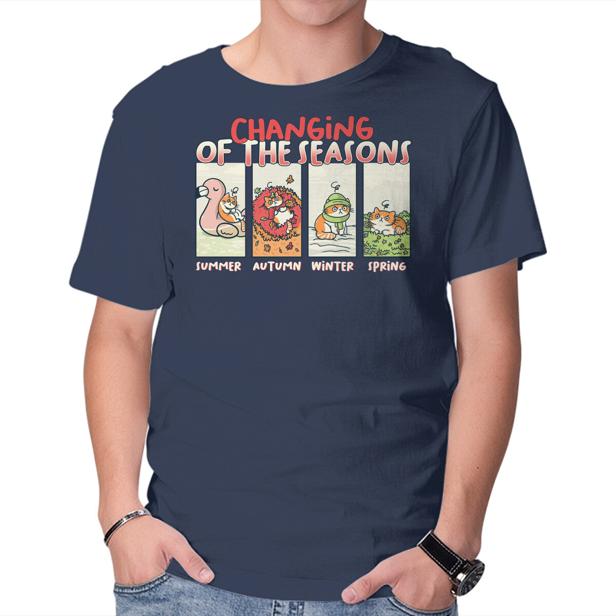 Unisex Crew Neck T-Shirt Seasons Graphic Short Sleeve Casual Tee XXXL