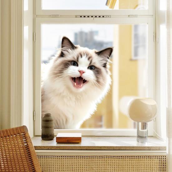 Cute Animal Peeking Window Cling Funny Cat/Dog/Donkey Window Sticker Removable Static Decals for Bedroom