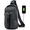 Sling Bag for Men Waterproof Shoulder Daypack Crossbody Backpack for Travel Hiking with USB Charging Port