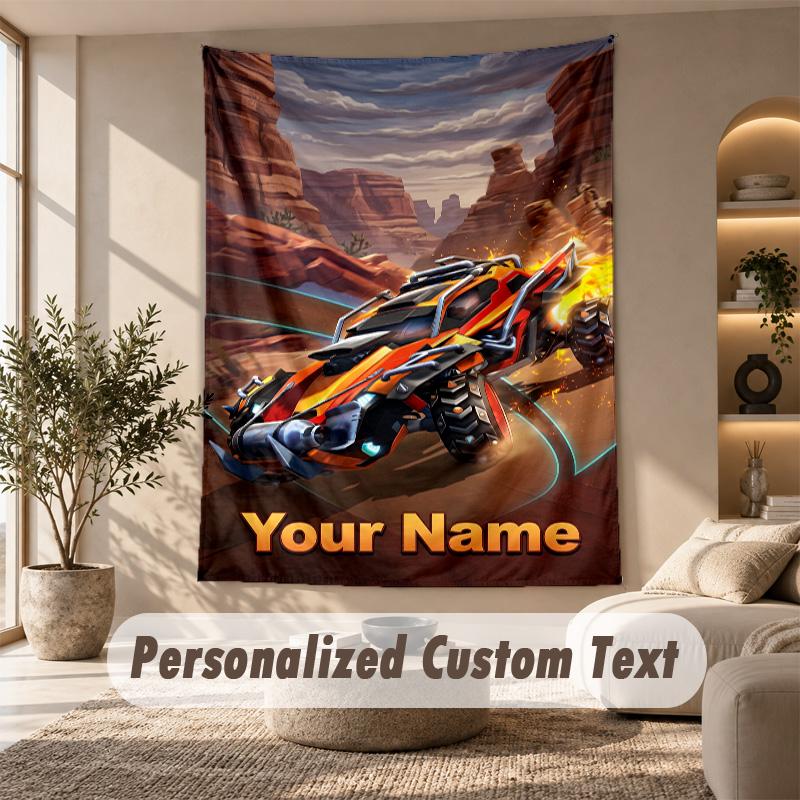 Rocket League Tapestry, Personalized Custom Text, Wall Hanging Tapestry For Living Room Home Wall Decor