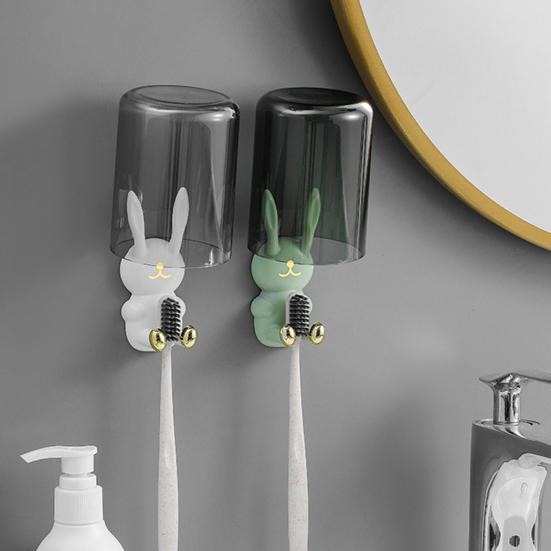 Cartoon Bunny Shape Toothbrush Holder Strong Load-bearing Easy To Install Wall-Mounted Hook Toothbrush Organizer Bathroom Decoration