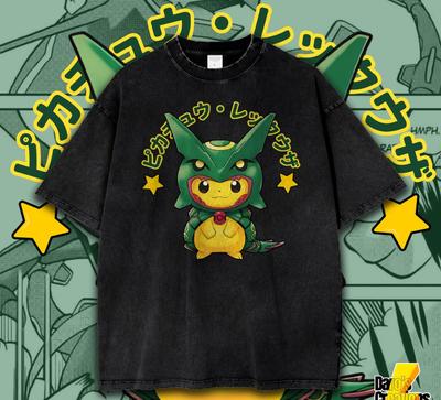 Pokemon Pikachu Rayquaza Poncho Custom Anime Shirt Grafik Anime Unisex Shirt