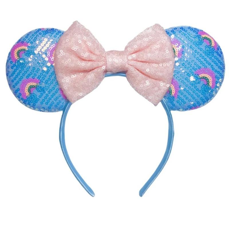 

9.5 СМ Сине-зеленый Большой Размер Ободок с Мышиными Ушками для Девочек 5 Бант Вечеринка Повязка для Волос Фестиваль DIY Аксессуары для Волос Женский Size fits all